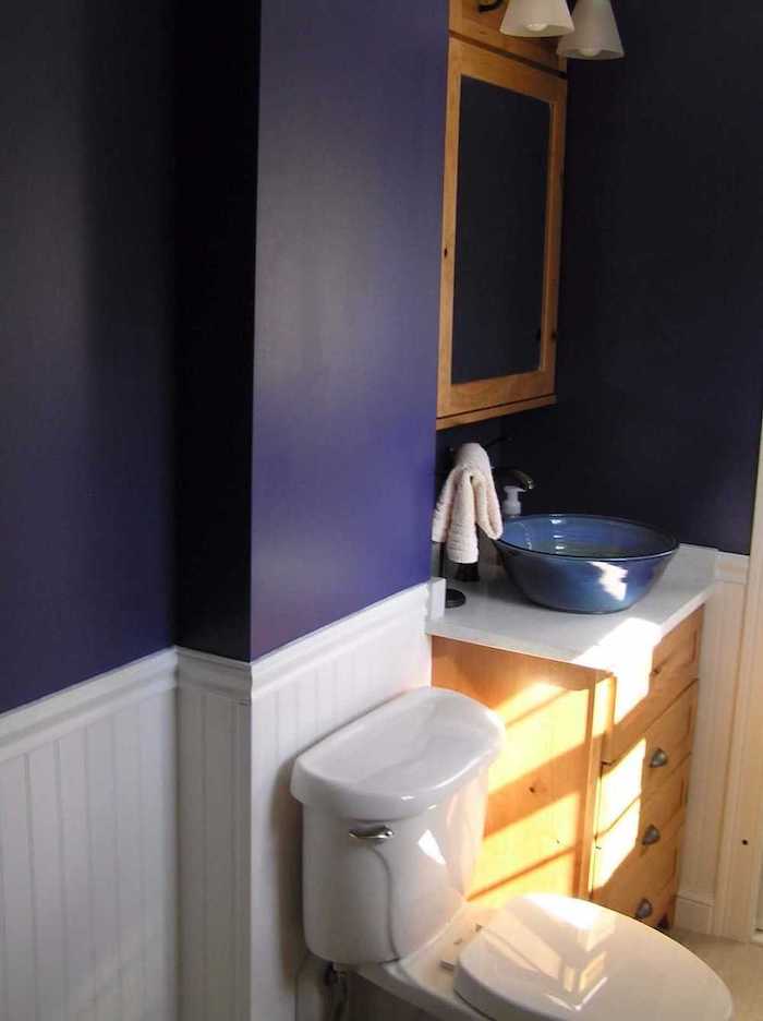 Wall-mounted toilet with vessel sink