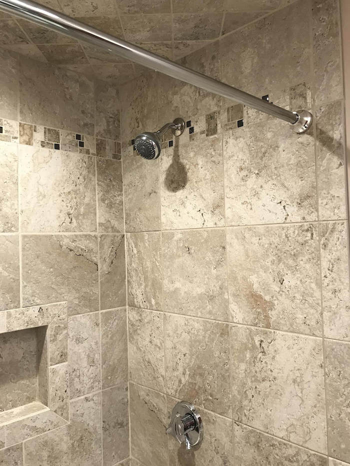 Shower with 5-foot tile tub surround