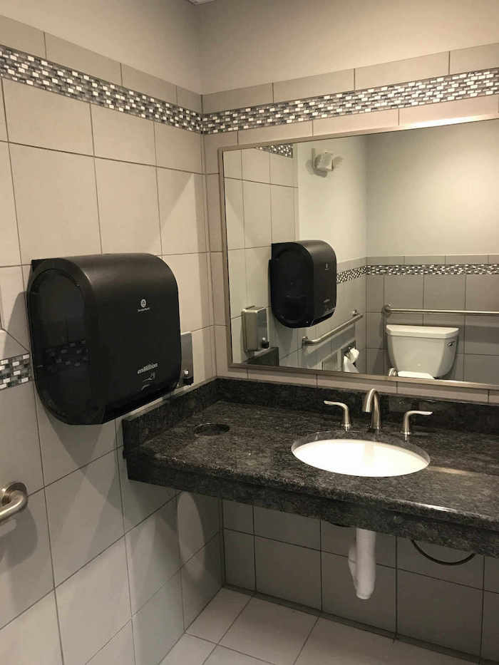 ADA-compliant unisex commercial bathroom