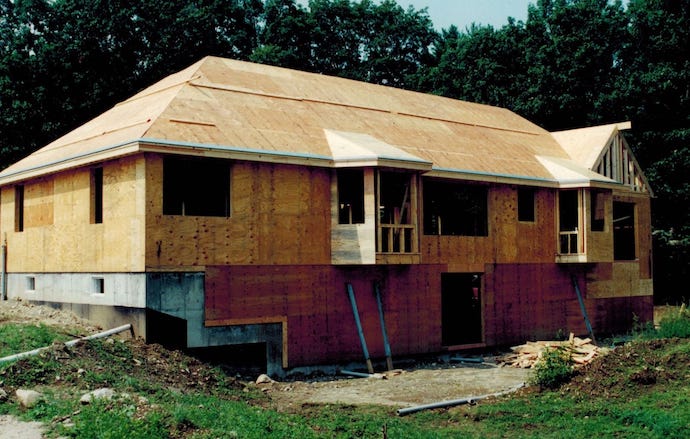 Frame during construction of a single family home in 1994